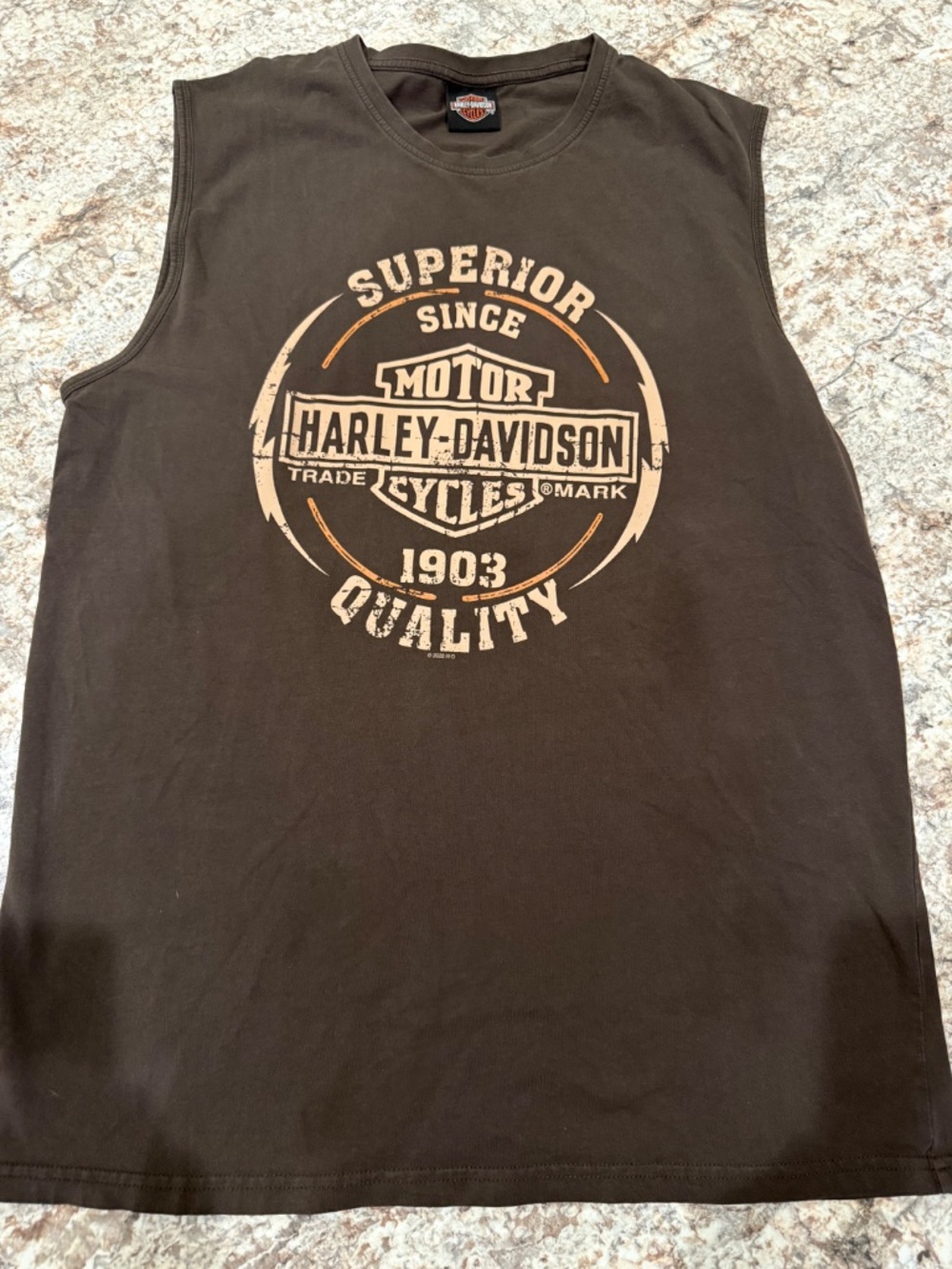 Harley Davidson Sleeveless Shirt Brown Qatar Mens Size XL